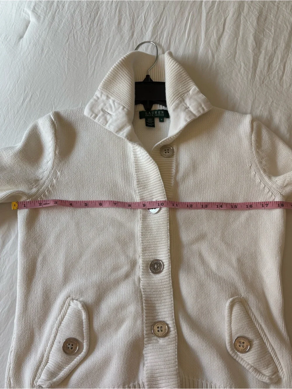 Lauren Ralph Lauren Women’s White/ Cream Button-Up Knit Sweater